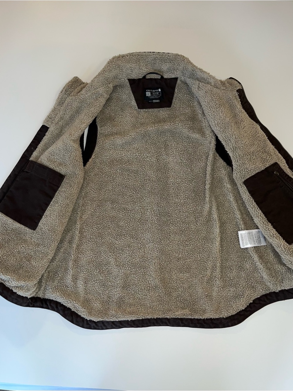 Carhartt Men’s Sherpa Lined Mock Neck Vest Dark Brown Size L - Picture 10 of 12